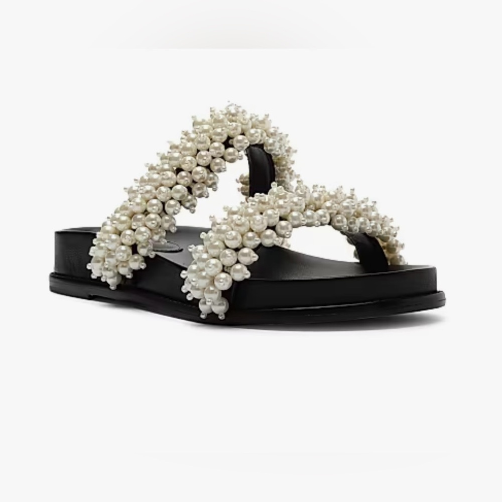 Alexandre Birman Shoes Women's Constanza Faux Pearl Sandals Black Size 7